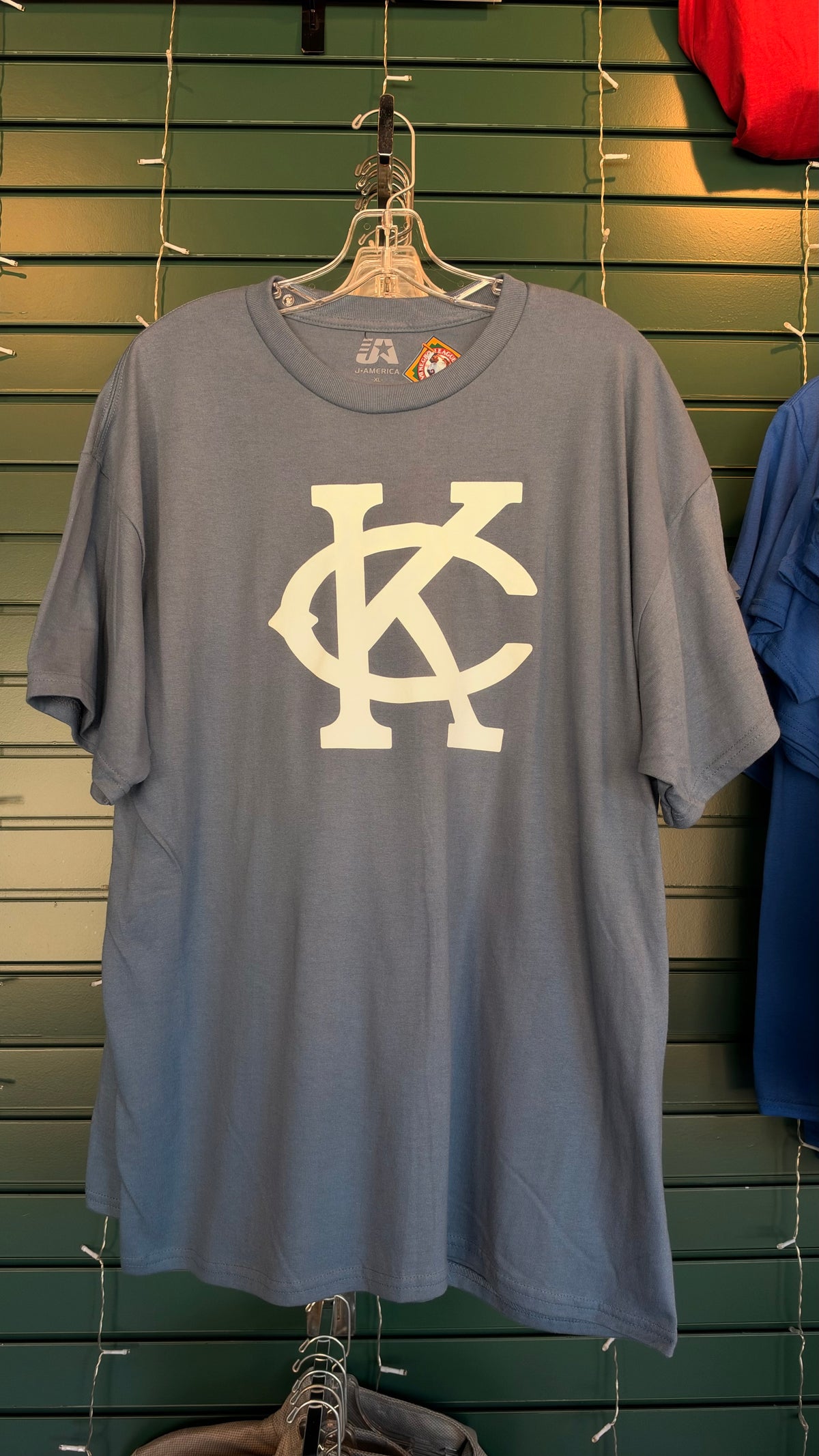 Kansas City Monarchs Denim Blue T Shirt w/White KC