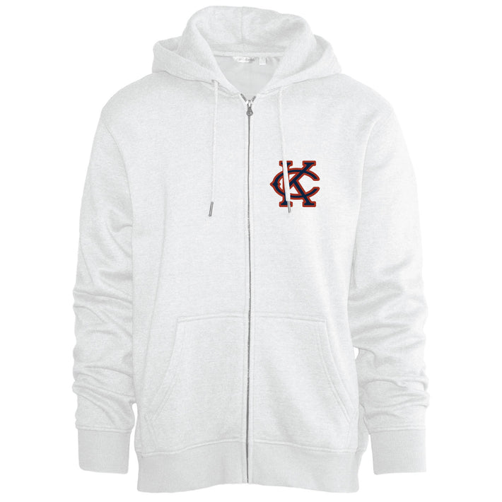 Full Zip Hoodie - White w/Chenille Emb.