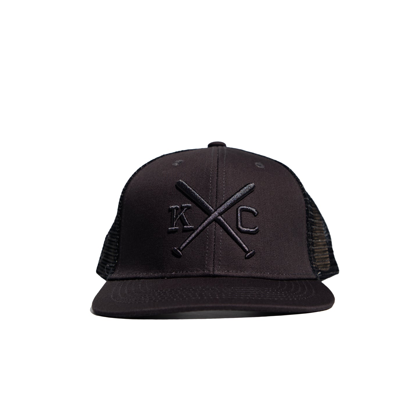 Black on Black Cross Bats Mesh Cap