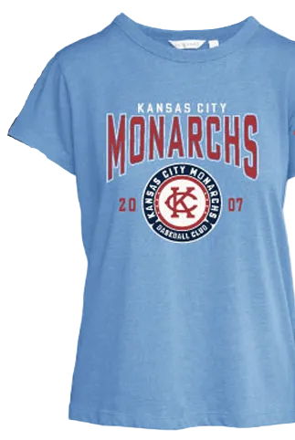 Kansas City Monarchs Women's Light Blue KCM w/Badge T-Shirt