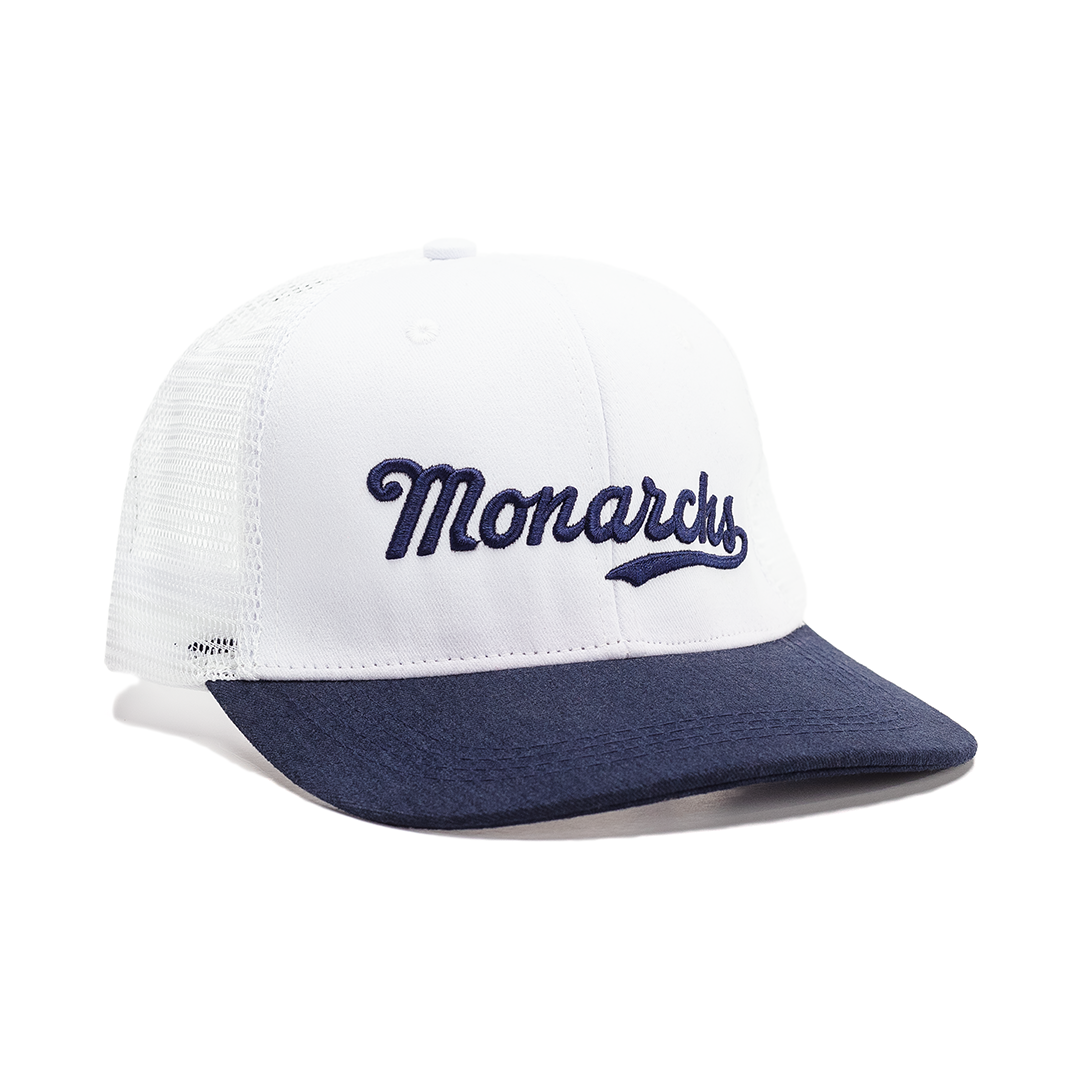 Navy Monarchs Script Mesh Snapback