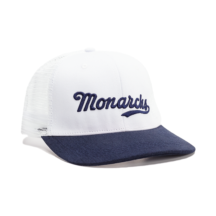 Navy Monarchs Script Mesh Snapback
